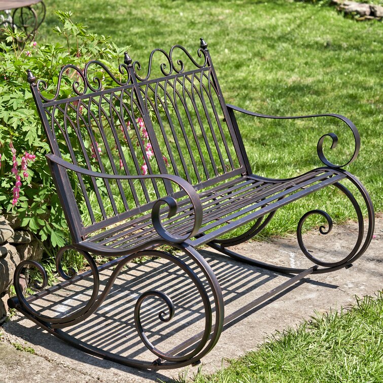 Outdoor metal rocking outlet bench